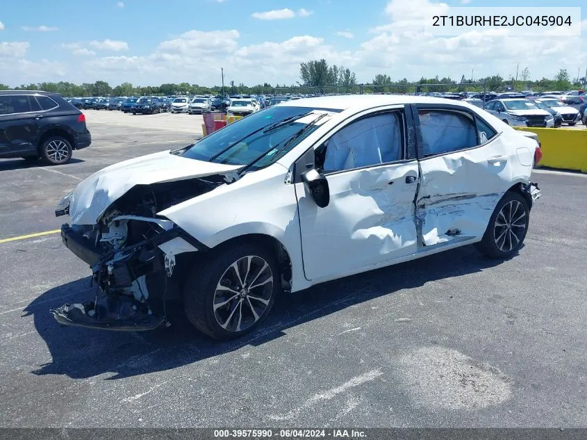 2018 Toyota Corolla Se VIN: 2T1BURHE2JC045904 Lot: 39575990