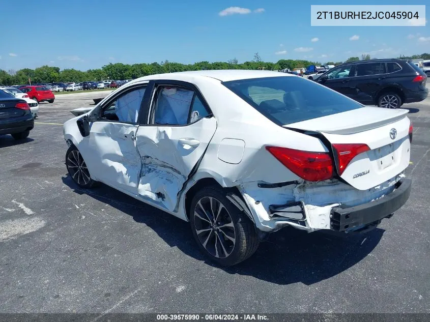 2018 Toyota Corolla Se VIN: 2T1BURHE2JC045904 Lot: 39575990