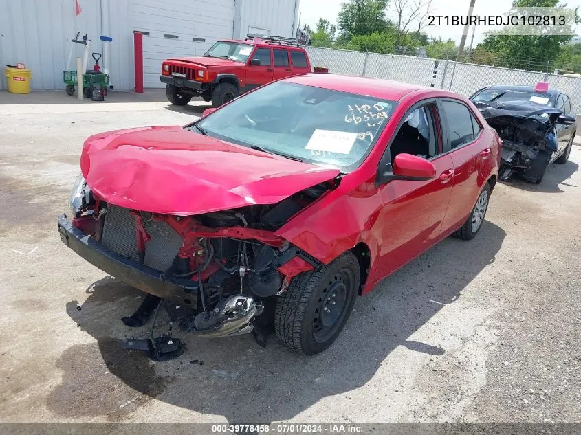 2018 Toyota Corolla Le VIN: 2T1BURHE0JC102813 Lot: 39778458