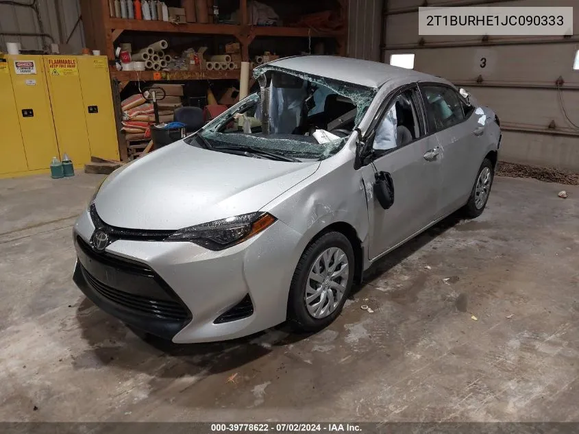 2018 Toyota Corolla Le VIN: 2T1BURHE1JC090333 Lot: 39778622