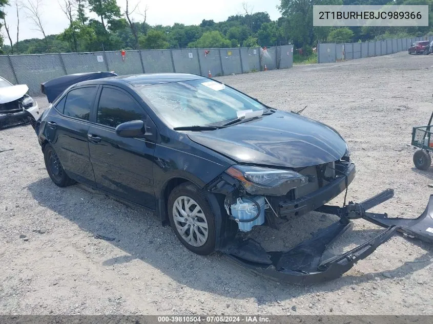 2018 Toyota Corolla Le VIN: 2T1BURHE8JC989366 Lot: 39810504