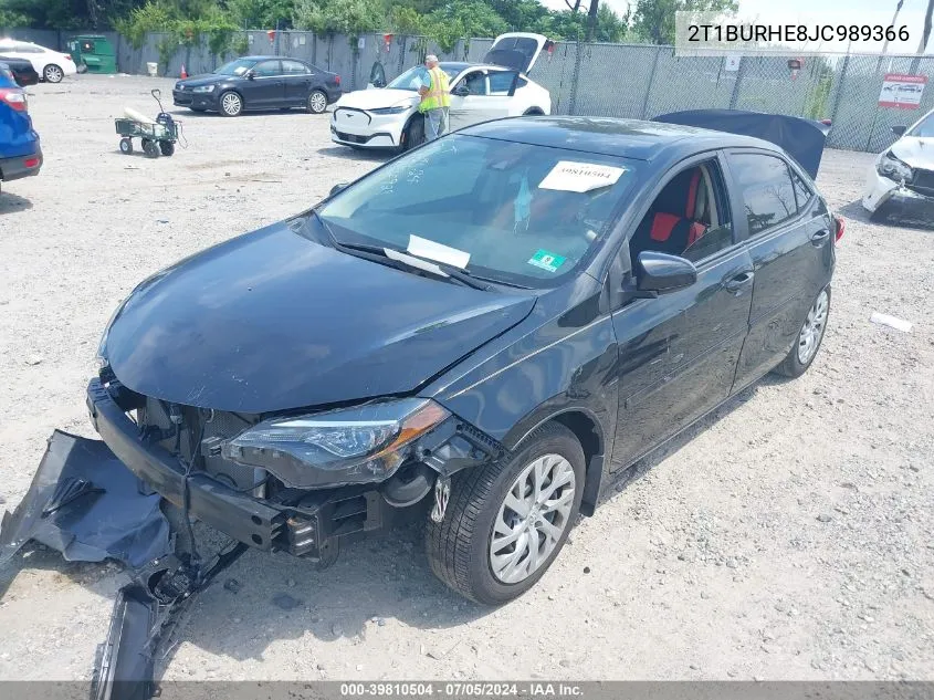 2018 Toyota Corolla Le VIN: 2T1BURHE8JC989366 Lot: 39810504