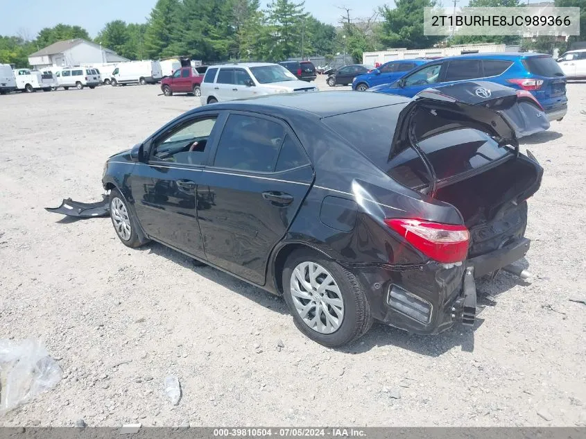 2018 Toyota Corolla Le VIN: 2T1BURHE8JC989366 Lot: 39810504