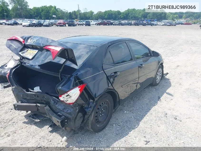 2018 Toyota Corolla Le VIN: 2T1BURHE8JC989366 Lot: 39810504