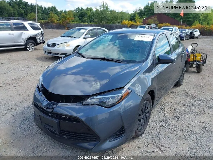 2018 Toyota Corolla Le VIN: 2T1BURHE7JC045221 Lot: 40237657