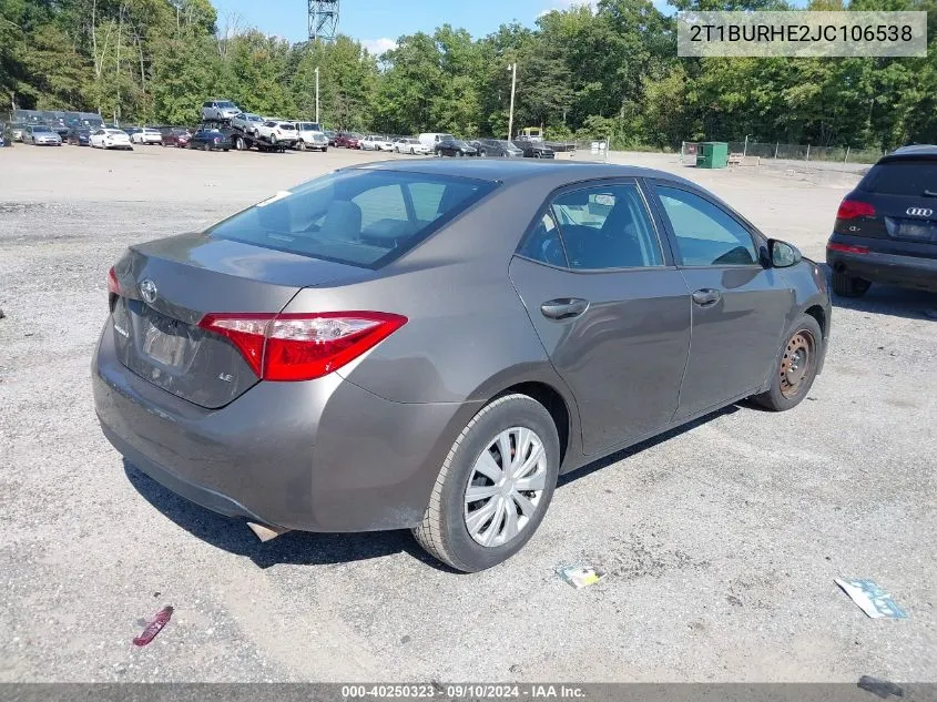 2T1BURHE2JC106538 2018 Toyota Corolla Le