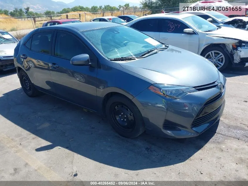 2018 Toyota Corolla Le VIN: 2T1BURHE4JC051655 Lot: 40265452