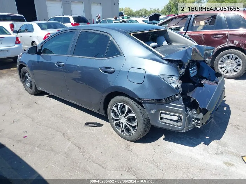 2018 Toyota Corolla Le VIN: 2T1BURHE4JC051655 Lot: 40265452