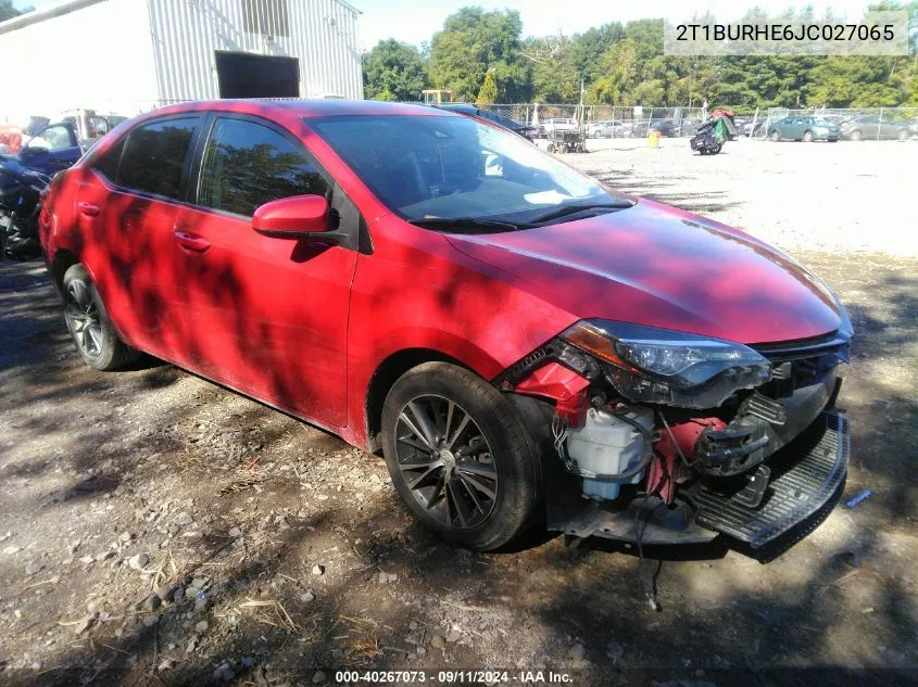 2018 Toyota Corolla L/Le/Xle/Se/Xse VIN: 2T1BURHE6JC027065 Lot: 40267073