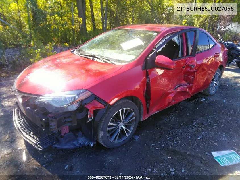 2018 Toyota Corolla L/Le/Xle/Se/Xse VIN: 2T1BURHE6JC027065 Lot: 40267073