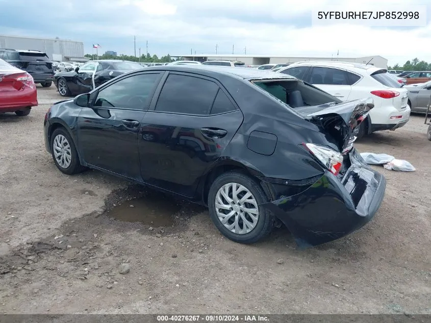 2018 Toyota Corolla Le VIN: 5YFBURHE7JP852998 Lot: 40276267