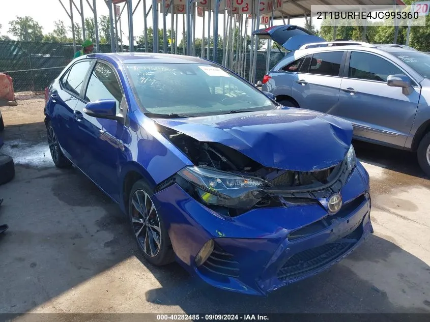 2018 Toyota Corolla Se VIN: 2T1BURHE4JC995360 Lot: 40282485