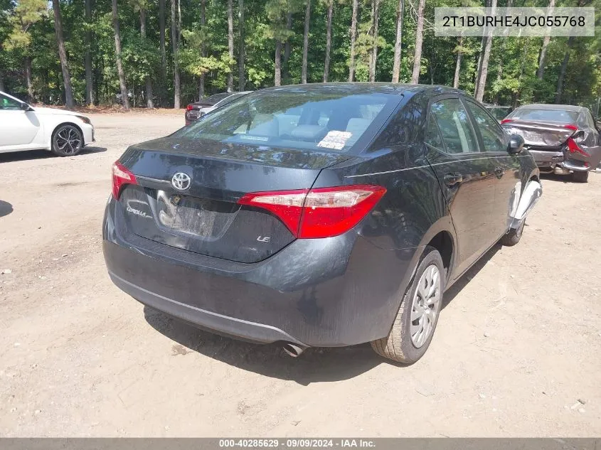 2018 Toyota Corolla Le VIN: 2T1BURHE4JC055768 Lot: 40285629