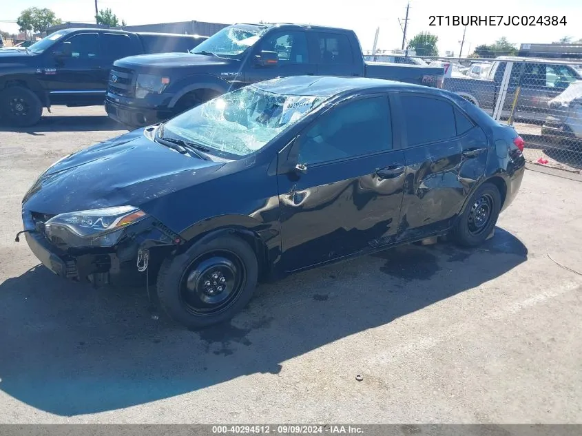 2018 Toyota Corolla Se VIN: 2T1BURHE7JC024384 Lot: 40294512