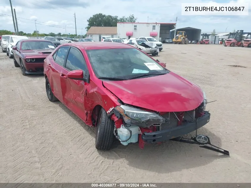 2018 Toyota Corolla Le VIN: 2T1BURHE4JC106847 Lot: 40306877