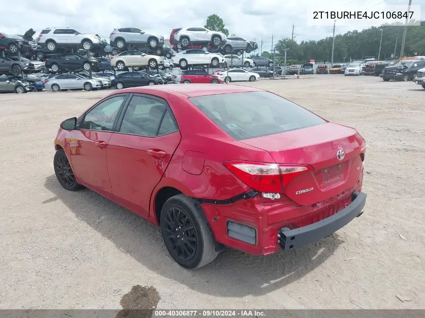 2018 Toyota Corolla Le VIN: 2T1BURHE4JC106847 Lot: 40306877