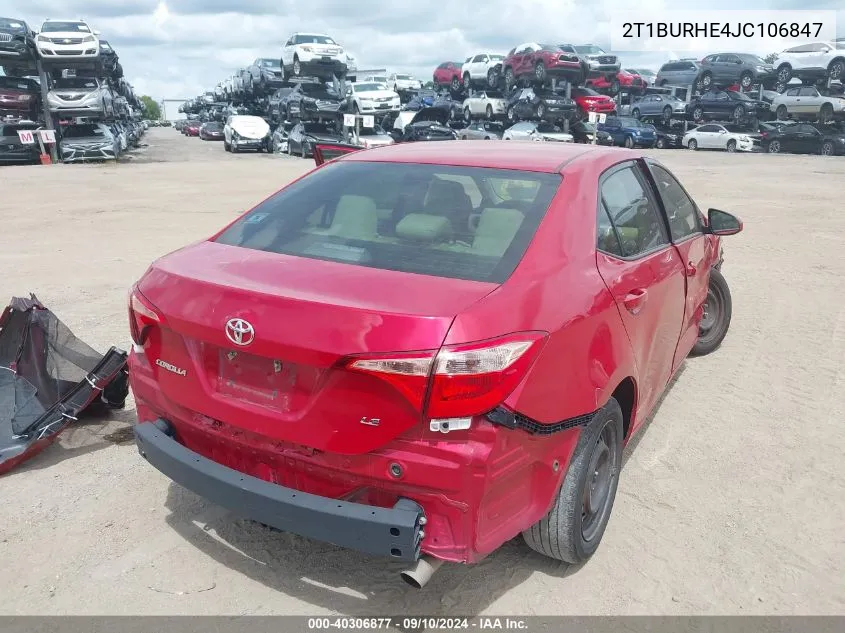 2018 Toyota Corolla Le VIN: 2T1BURHE4JC106847 Lot: 40306877