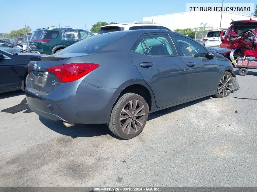 2018 Toyota Corolla Se VIN: 2T1BURHE3JC978680 Lot: 40310726