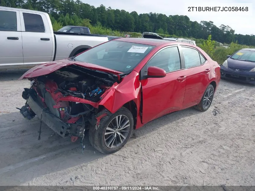 2018 Toyota Corolla L/Le/Xle/Se/Xse VIN: 2T1BURHE7JC058468 Lot: 40310757