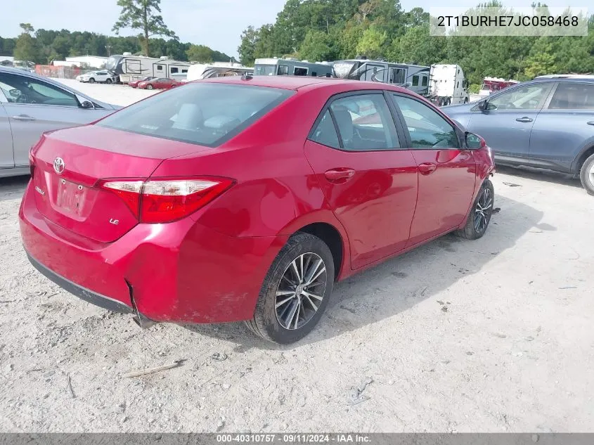 2018 Toyota Corolla L/Le/Xle/Se/Xse VIN: 2T1BURHE7JC058468 Lot: 40310757