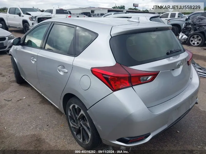 2018 Toyota Corolla Im VIN: JTNKARJE1JJ558239 Lot: 40316282