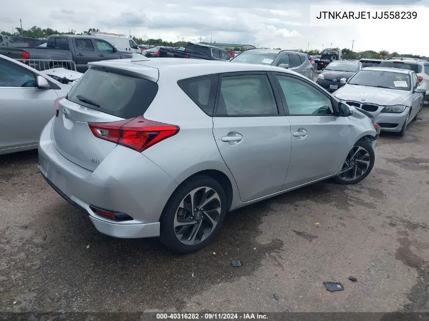 2018 Toyota Corolla Im VIN: JTNKARJE1JJ558239 Lot: 40316282