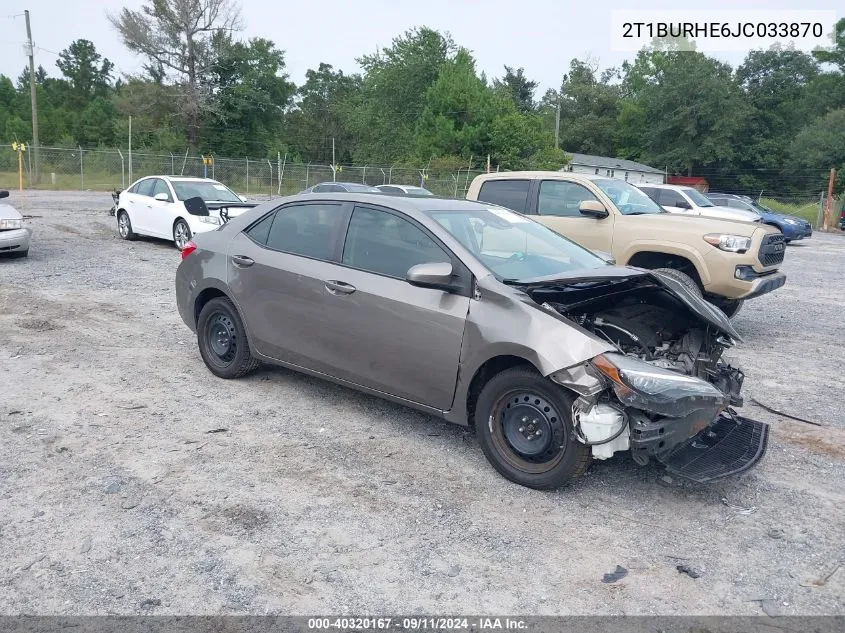 2018 Toyota Corolla L/Le/Xle/Se/Xse VIN: 2T1BURHE6JC033870 Lot: 40320167