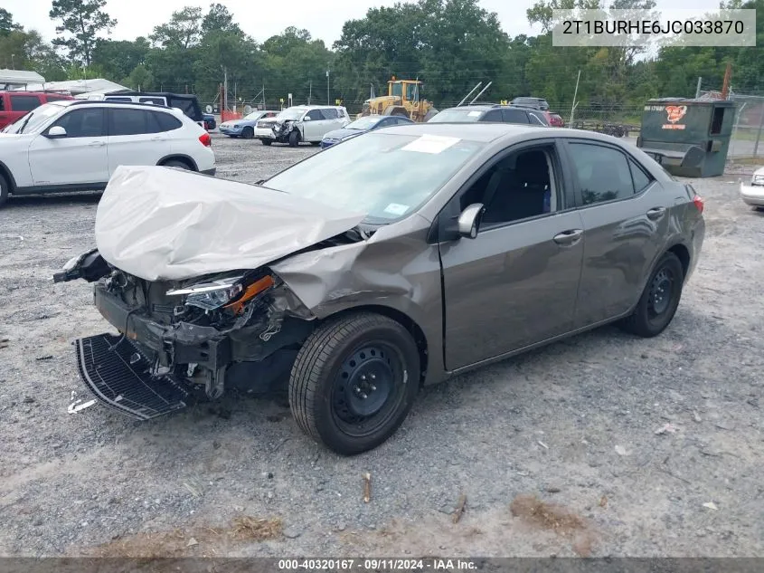 2018 Toyota Corolla L/Le/Xle/Se/Xse VIN: 2T1BURHE6JC033870 Lot: 40320167