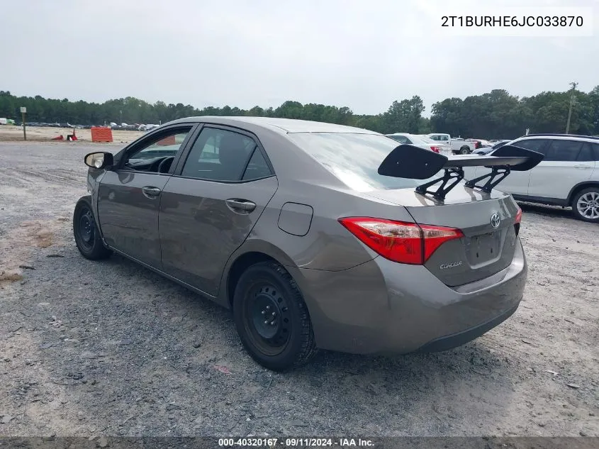 2018 Toyota Corolla L/Le/Xle/Se/Xse VIN: 2T1BURHE6JC033870 Lot: 40320167