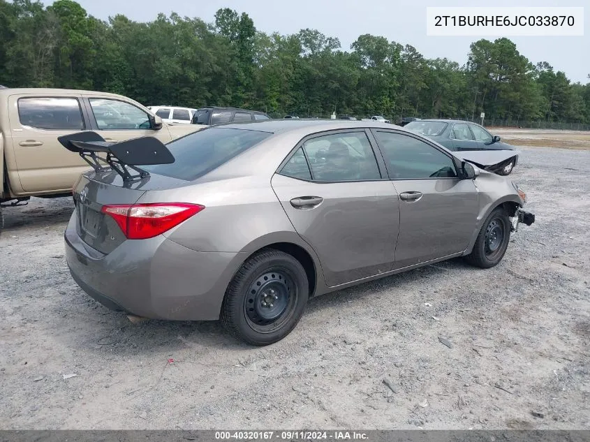 2018 Toyota Corolla L/Le/Xle/Se/Xse VIN: 2T1BURHE6JC033870 Lot: 40320167