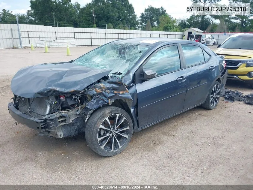 2018 Toyota Corolla Se VIN: 5YFBURHE2JP795318 Lot: 40320614