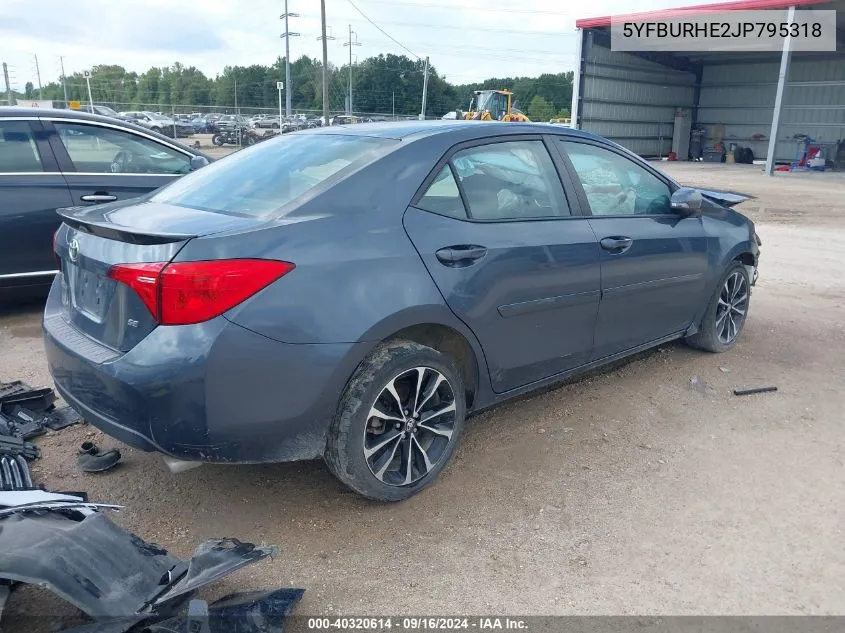 2018 Toyota Corolla Se VIN: 5YFBURHE2JP795318 Lot: 40320614