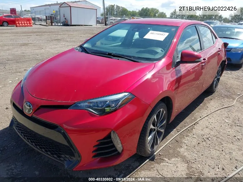 2018 Toyota Corolla Se VIN: 2T1BURHE9JC022426 Lot: 40330802