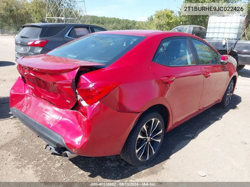 2018 Toyota Corolla Se VIN: 2T1BURHE9JC022426 Lot: 40330802