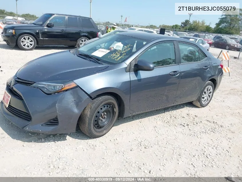 2018 Toyota Corolla Le VIN: 2T1BURHE3JC055079 Lot: 40330919