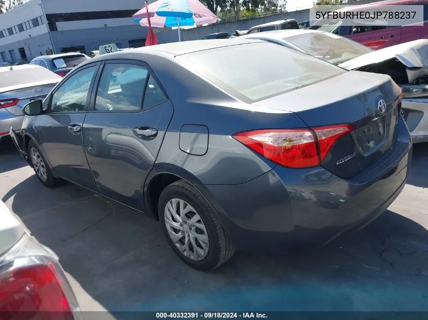 2018 Toyota Corolla Le VIN: 5YFBURHE0JP788237 Lot: 40332391