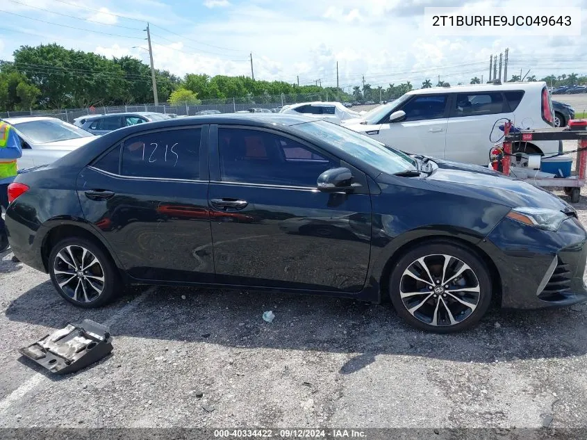 2018 Toyota Corolla L/Le/Xle/Se/Xse VIN: 2T1BURHE9JC049643 Lot: 40334422