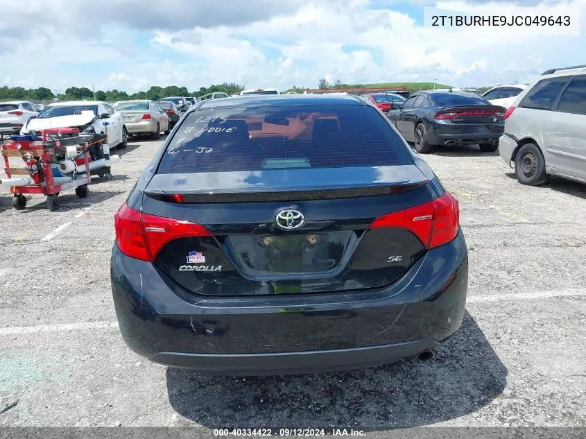 2018 Toyota Corolla L/Le/Xle/Se/Xse VIN: 2T1BURHE9JC049643 Lot: 40334422