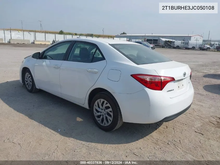 2T1BURHE3JC050108 2018 Toyota Corolla Le