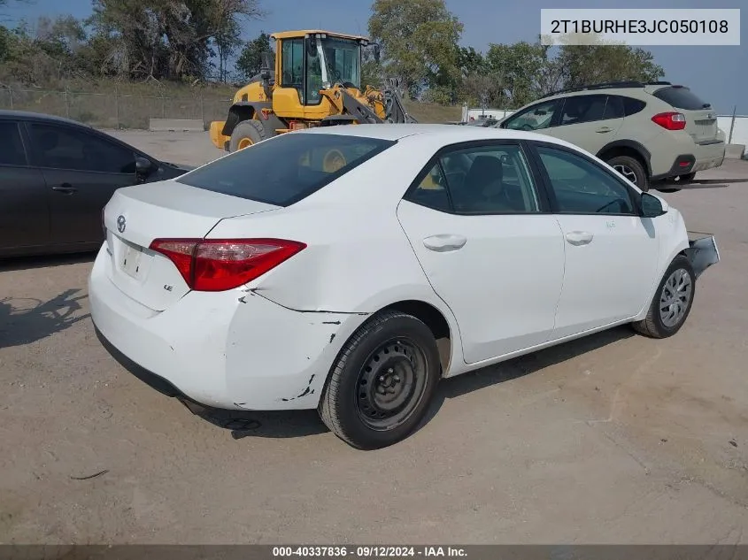 2T1BURHE3JC050108 2018 Toyota Corolla Le