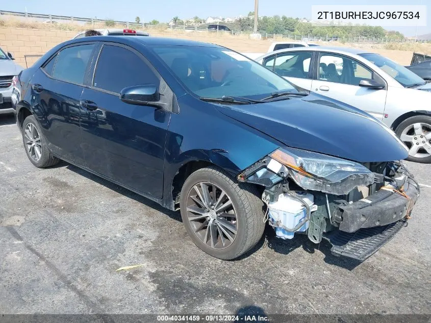 2018 Toyota Corolla Le VIN: 2T1BURHE3JC967534 Lot: 40341459