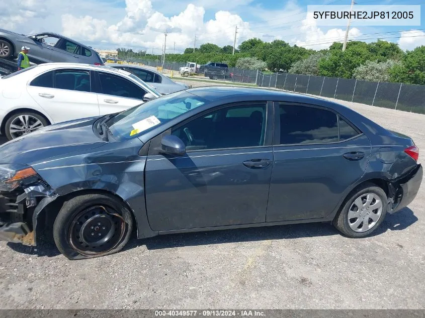 2018 Toyota Corolla Le VIN: 5YFBURHE2JP812005 Lot: 40349577