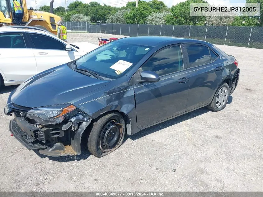 2018 Toyota Corolla Le VIN: 5YFBURHE2JP812005 Lot: 40349577