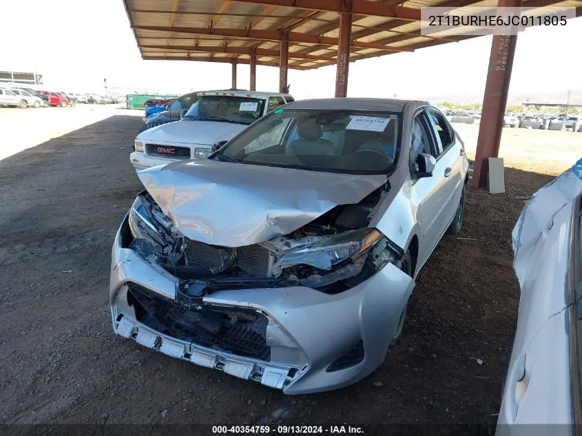 2T1BURHE6JC011805 2018 Toyota Corolla Le