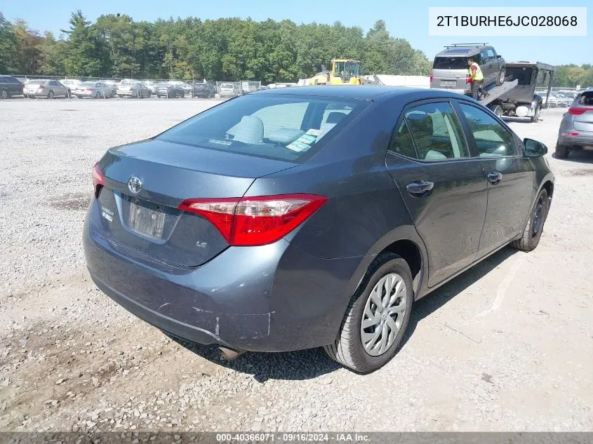 2T1BURHE6JC028068 2018 Toyota Corolla Le