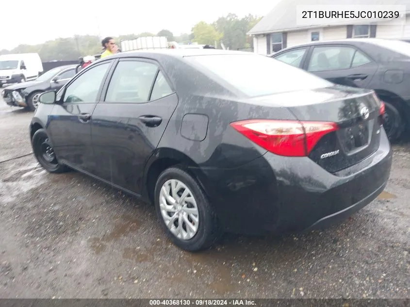 2018 Toyota Corolla Le VIN: 2T1BURHE5JC010239 Lot: 40368130