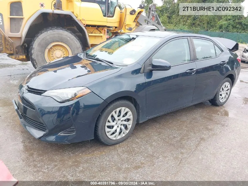 2T1BURHE1JC092342 2018 Toyota Corolla Le