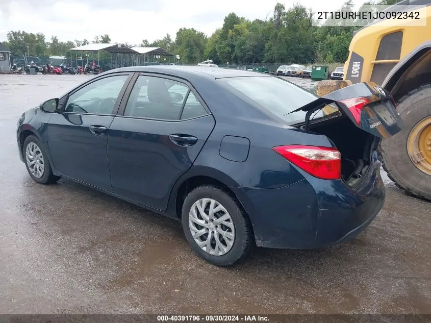 2T1BURHE1JC092342 2018 Toyota Corolla Le