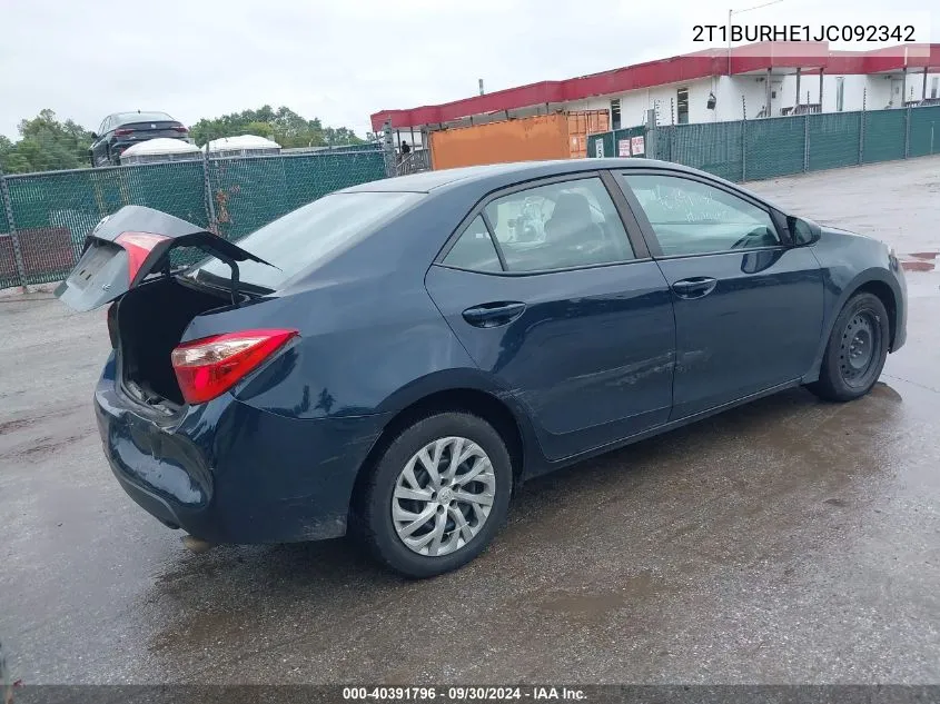 2T1BURHE1JC092342 2018 Toyota Corolla Le