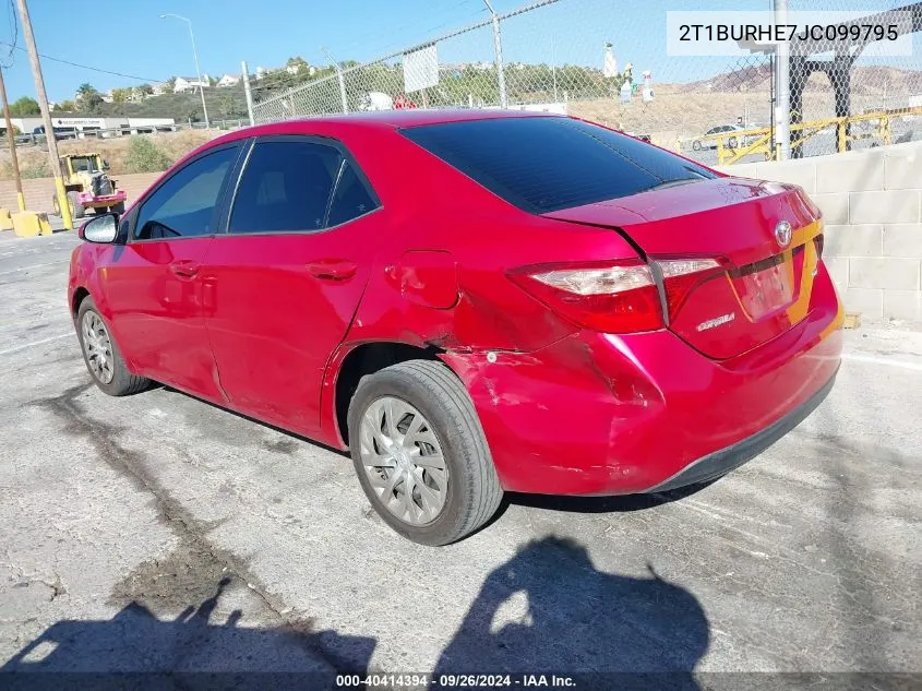 2018 Toyota Corolla Le VIN: 2T1BURHE7JC099795 Lot: 40414394